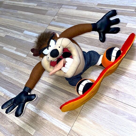 Taz Tasmanian Devil Snowboard 8" ACE 1998 Looney Tunes stuffed plush Warner Bros - Picture 5 of 7